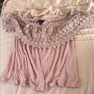 Pink off the shoulder lace top